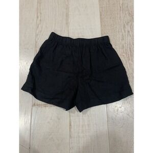 Abercrombie & Fitch Shorts Womens Small Black Linen Blend Pleated Chino Comfort